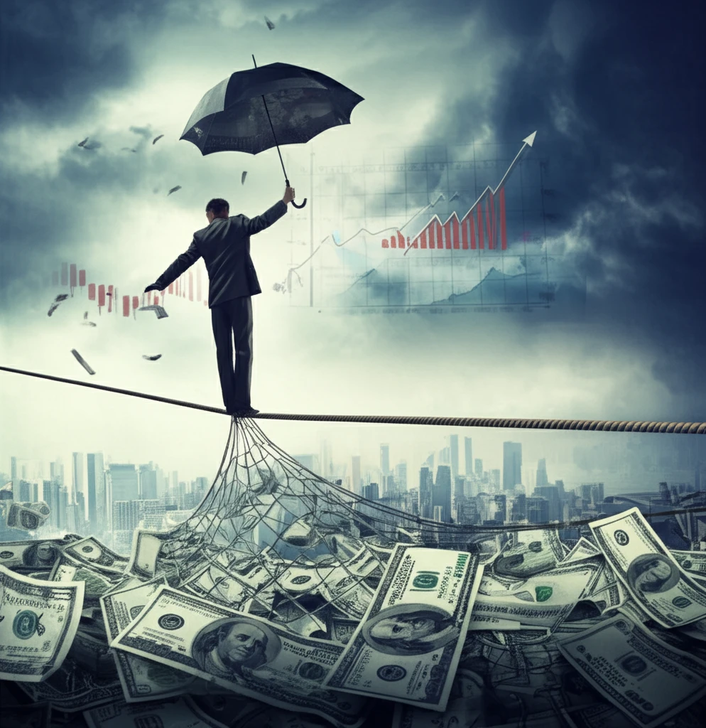 Tightrope walker balancing investment risk with a VPPI strategy.