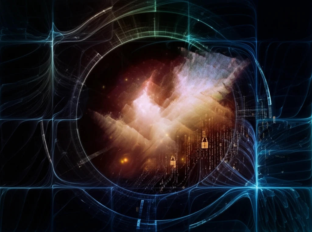 Data streams converging into interval clouds, symbolizing split sampling and data confidentiality.