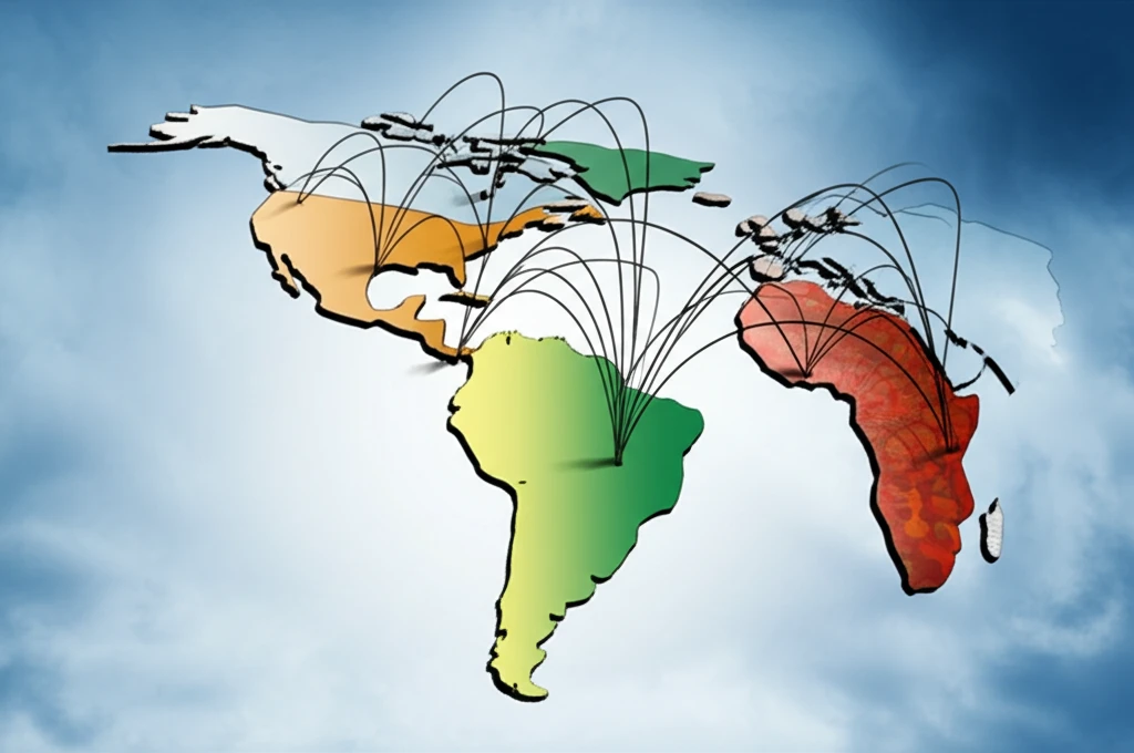 Maps of the Americas aligning to symbolize economic convergence