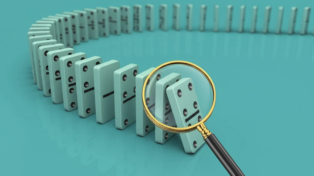 Dominoes falling in a ripple effect, representing policy spillovers.
