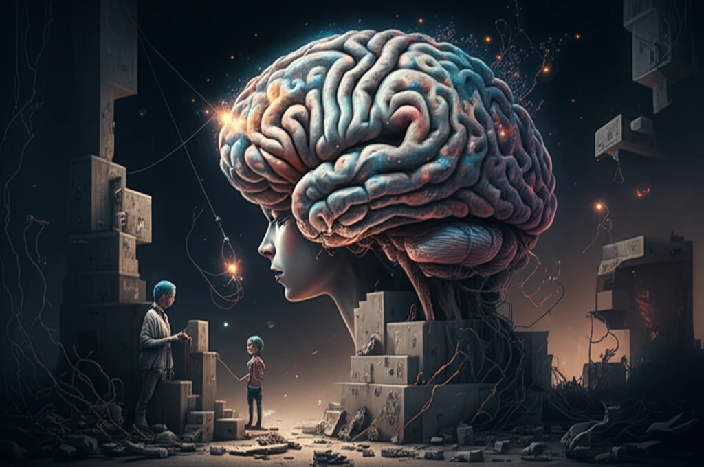 Diverse group collaboratively making decisions, with interconnected brains symbolizing knowledge flow and abstract elements representing time and learning.