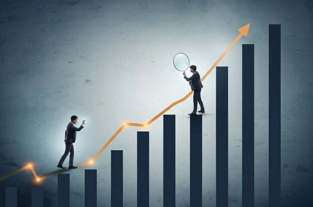 A business person analyzing uncertain economic trends with Empirical Bayes methods.