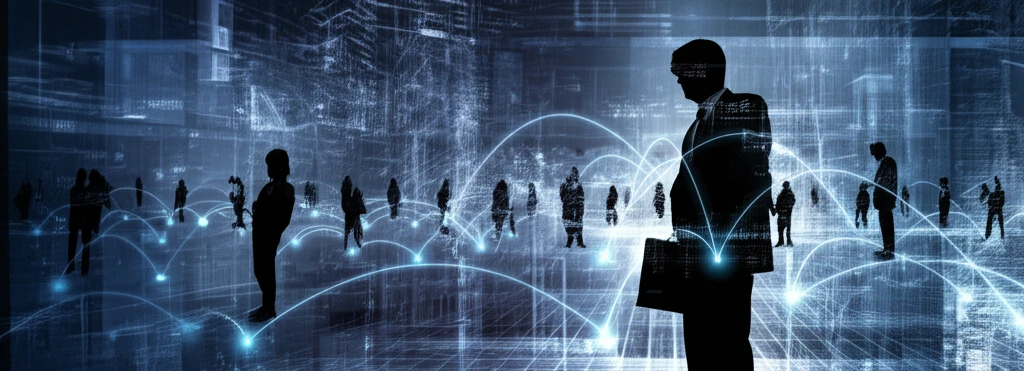 Interconnected figures in a cityscape representing Dynamic Population Games