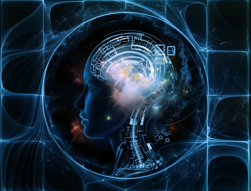 A mind filled with interconnected pathways, representing multi-valued logic.