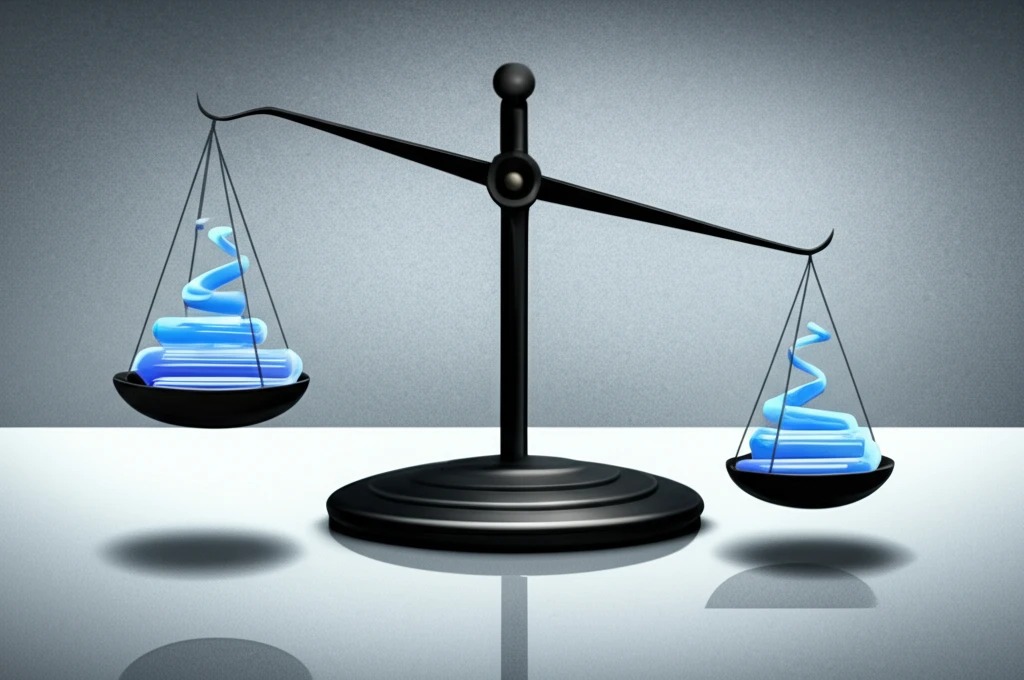 Illustration of data streams balanced on a scale, symbolizing economic analysis.