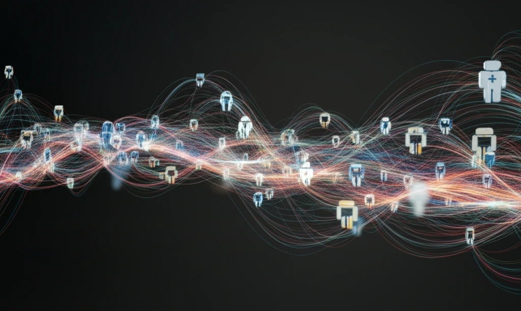 Interconnected nodes representing patients and healthcare providers.