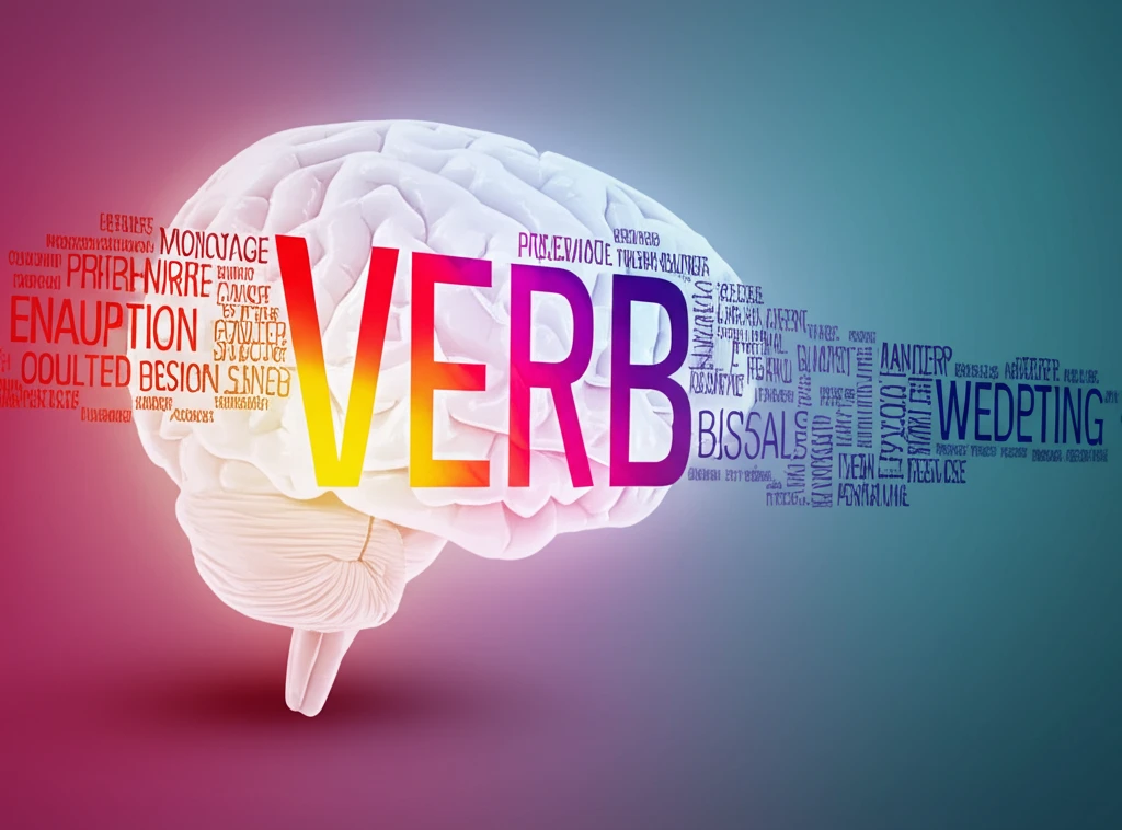 Interconnected words flowing into a brain