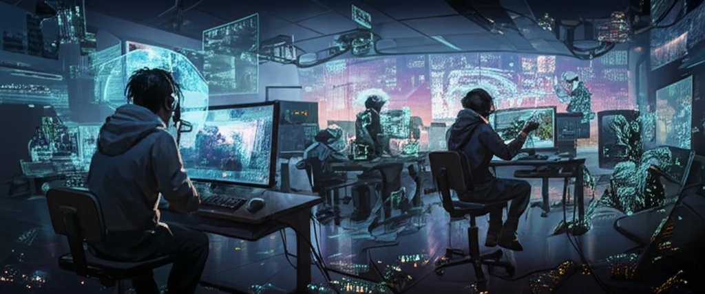 Students immersed in a serious game, blending education and entertainment.