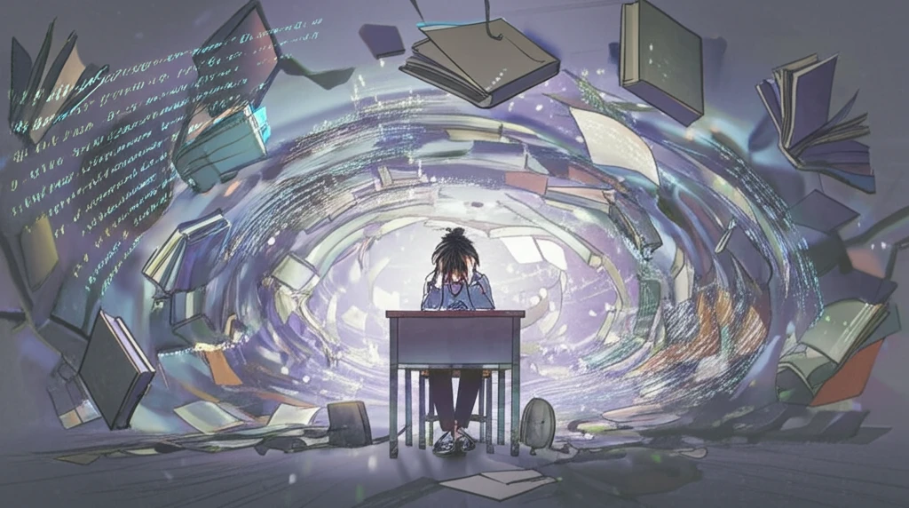 A student struggles with the overwhelming influence of AI on their studies.