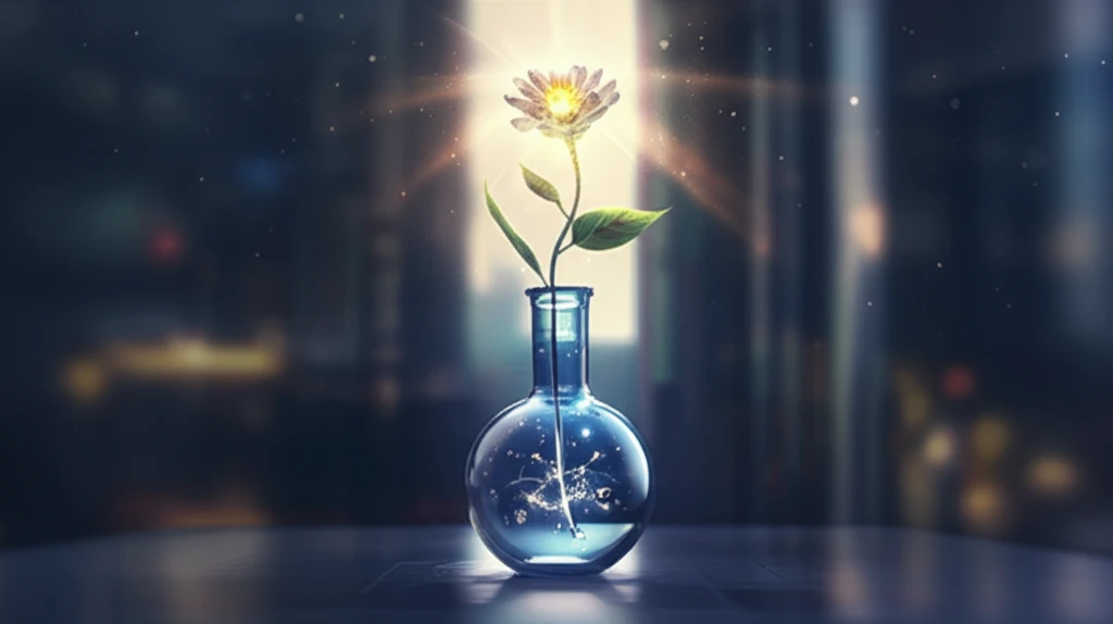Blooming flower emerging from a test tube, symbolizing natural conception after IVF.
