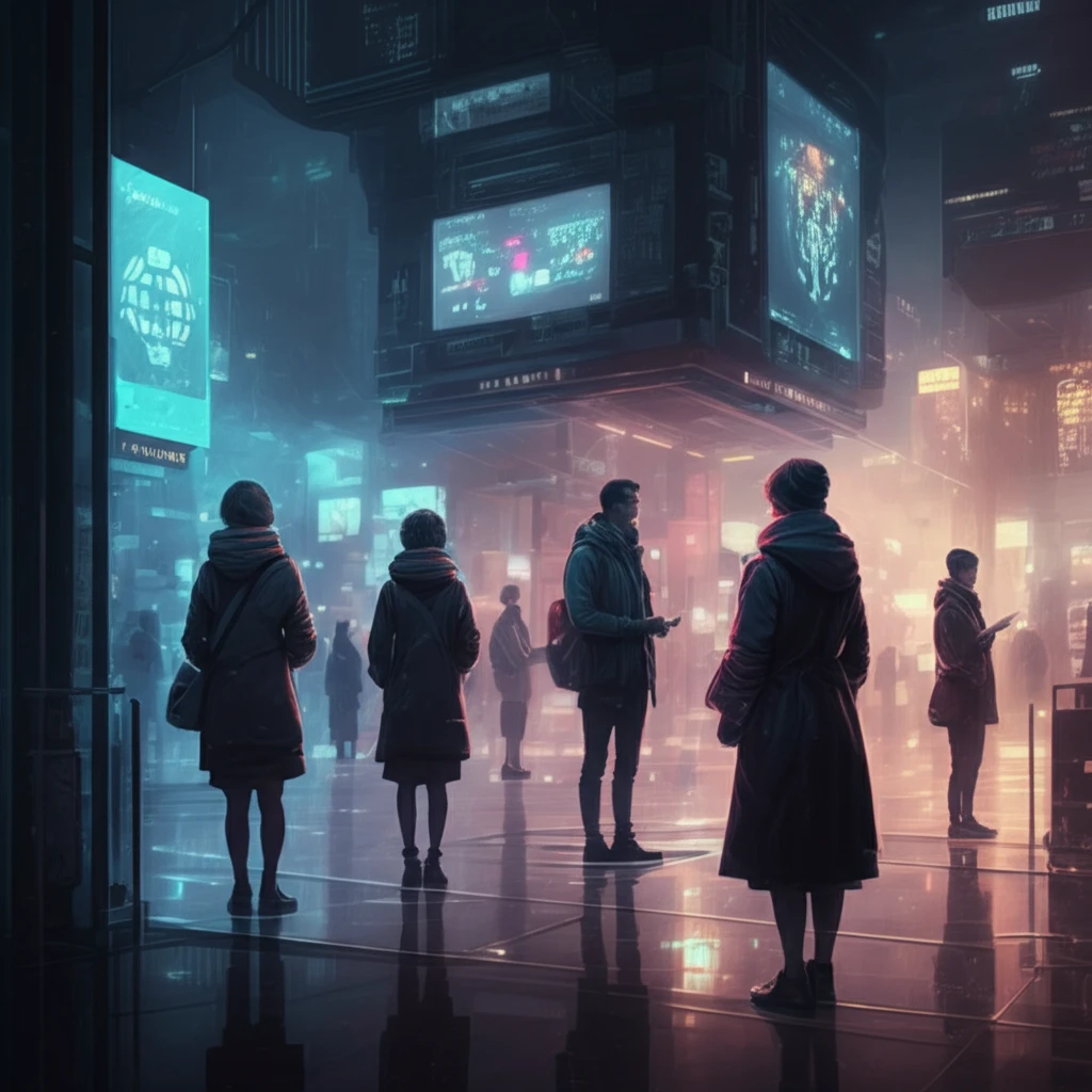 AI-powered personalized shopping experiences in a futuristic retail environment.