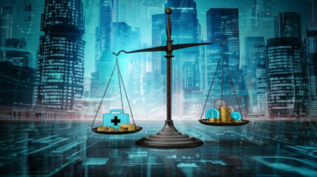 A balanced scale symbolizing healthcare costs and savings.