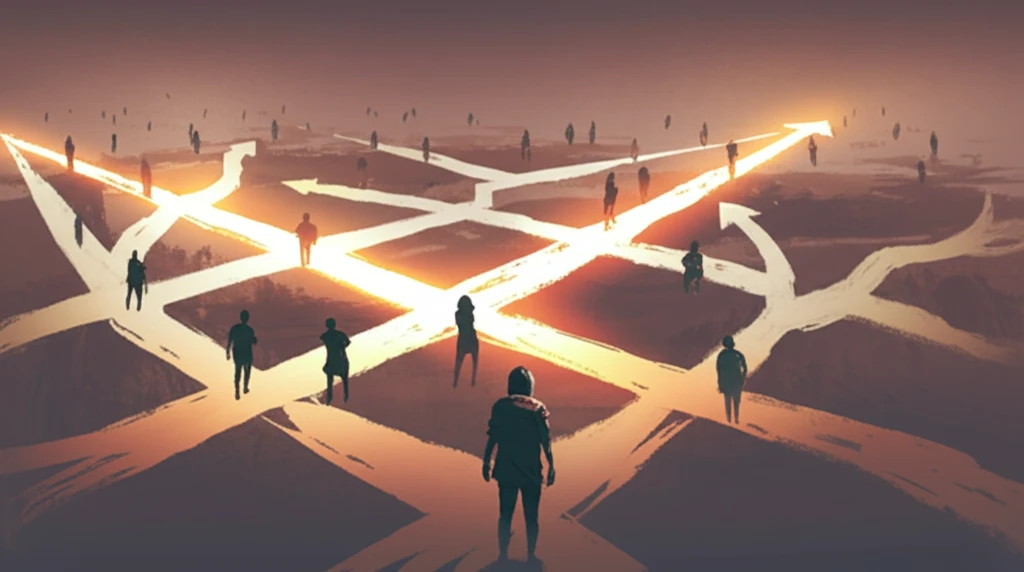 Person at a crossroads symbolizing peer influence and choices.