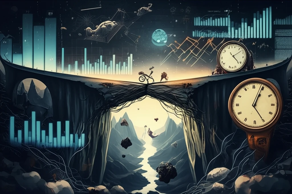 Surreal illustration merging RDD and DiD bridges.