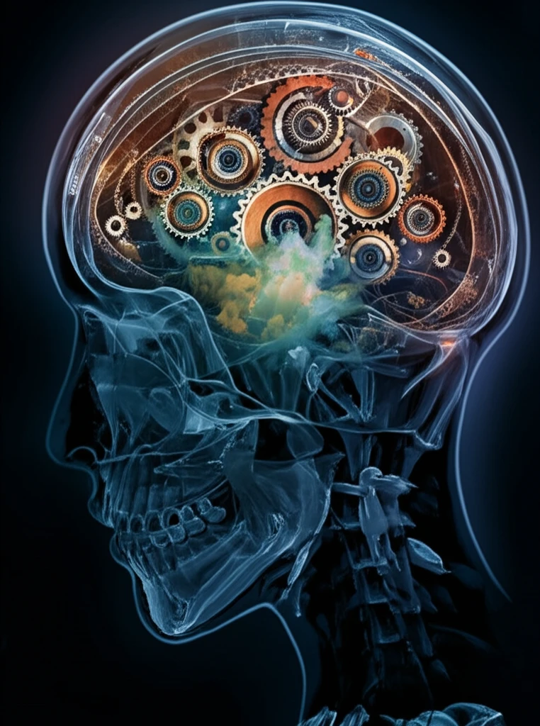 Gears turning inside a brain, symbolizing dynamic mechanism design.