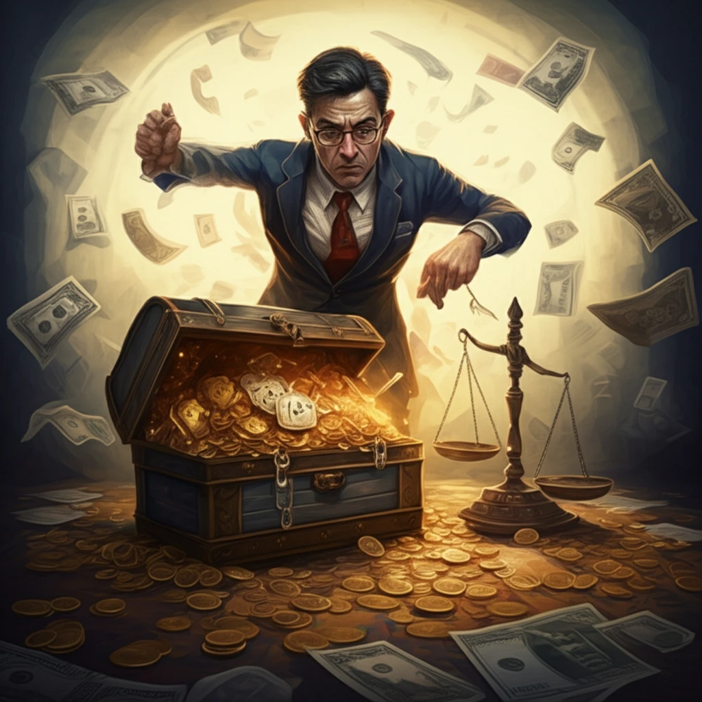 A visual representation of the political resource curse, showing the tension between wealth and justice.