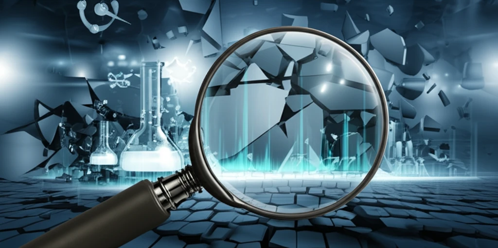 A magnifying glass focusing on an economic landscape, highlighting the uneven adoption of modern research tools.
