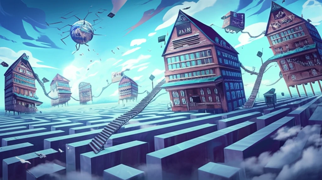 Surreal maze representing tiered school choices.