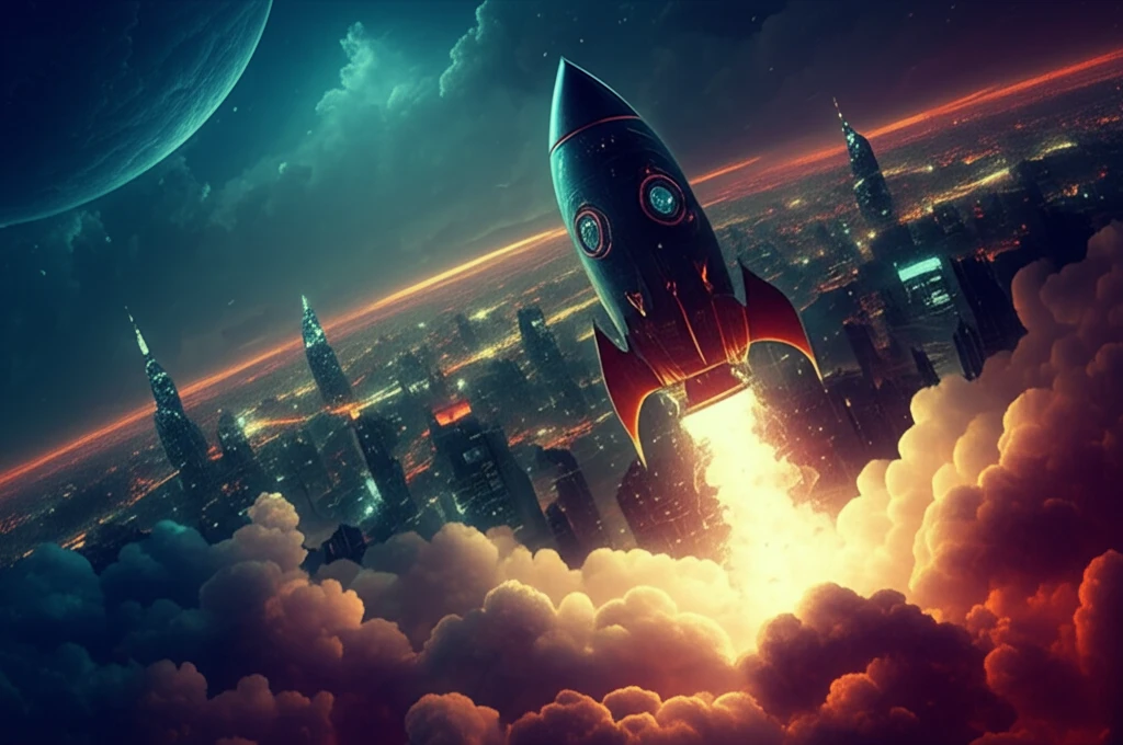 SME rocket ship launching through digital transformation.