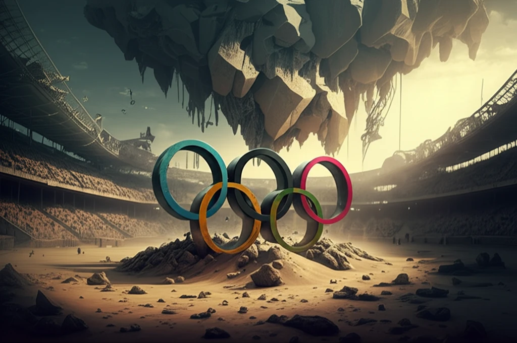 Crumbling Olympic Stadium in Sand Dunes