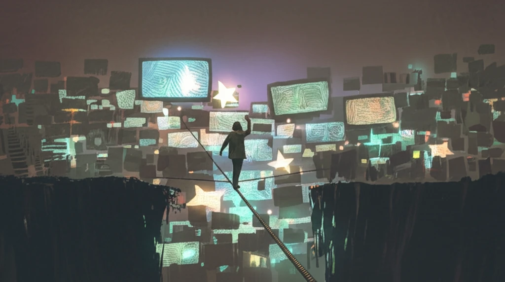Person navigating misinformation with a guiding star