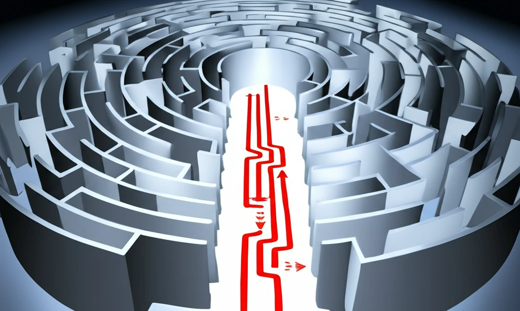 Maze of contract options leading to an optimal outcome.