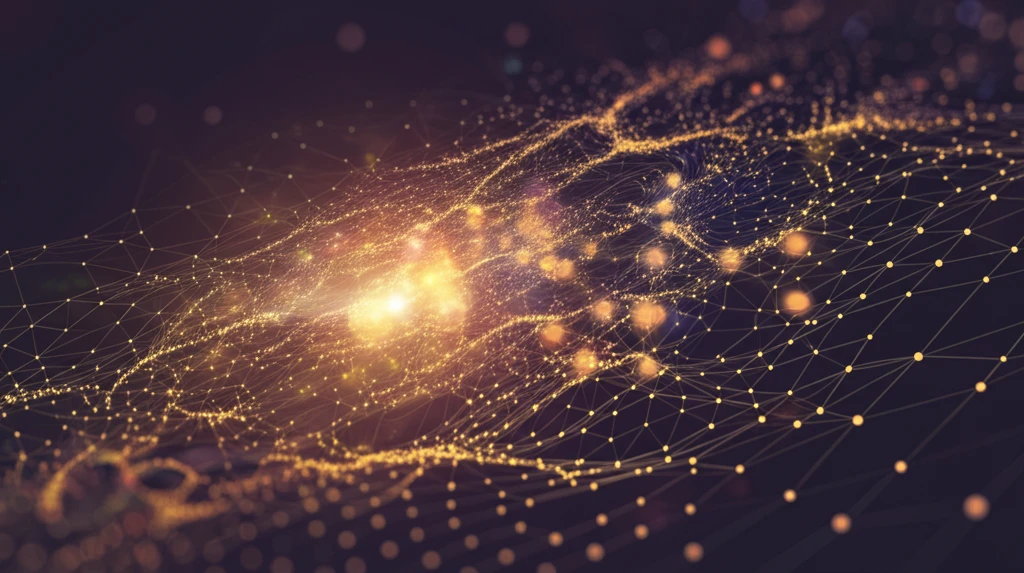 Interconnected nodes representing causality emerging from data.