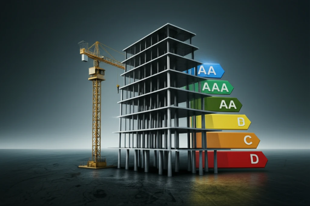 A surreal illustration of a company's financial structure influenced by credit ratings.