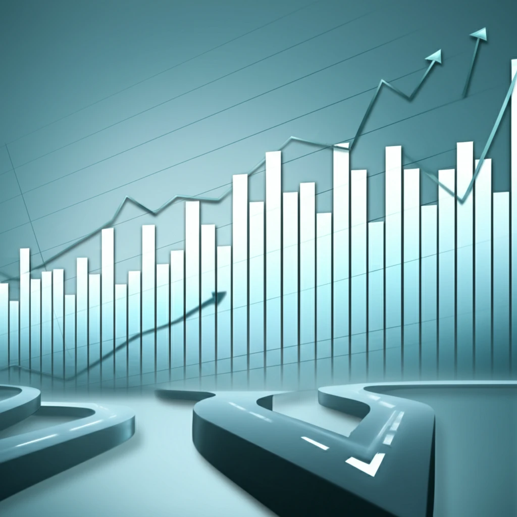 Economic charts branching into pathways, symbolizing conditional forecasting.