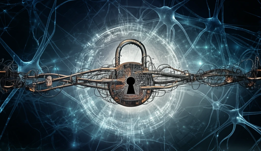 AI neural network with padlock