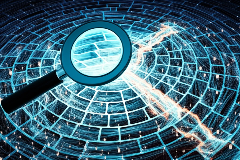 Maze of economic data with glowing threads, magnifying glass focusing on clear path.