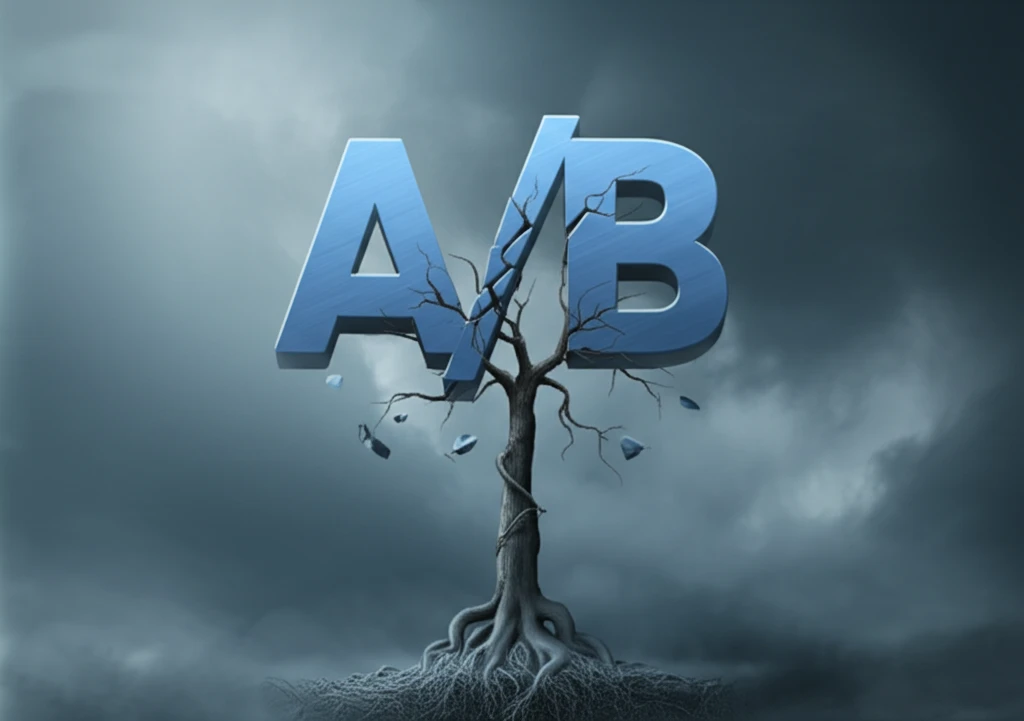 Surreal illustration showing the transition from traditional A/B testing to innovative synthetic control designs.