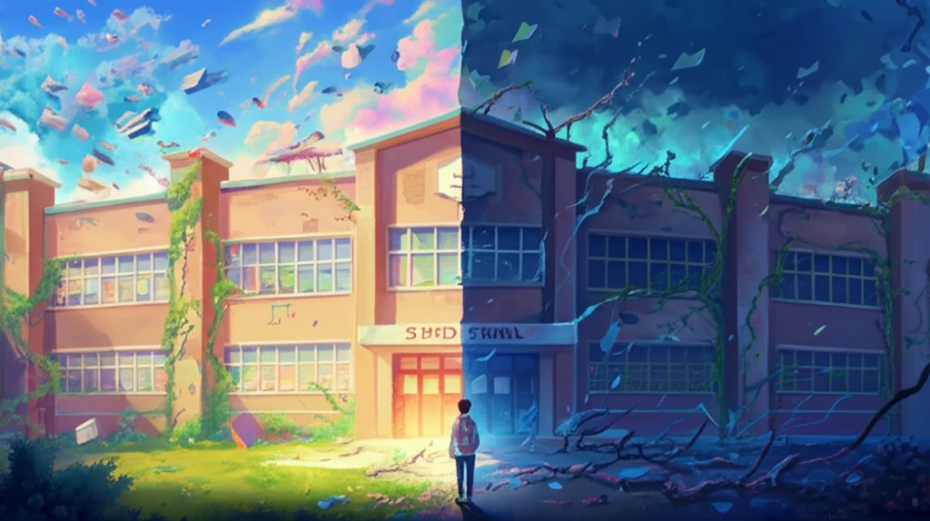 Divided school representing inequality in education