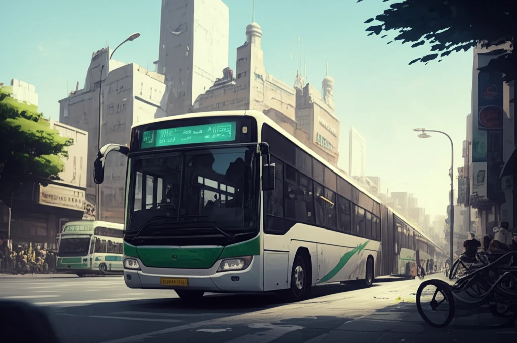 Electric buses in a green Pakistan, symbolizing sustainable urban transport.