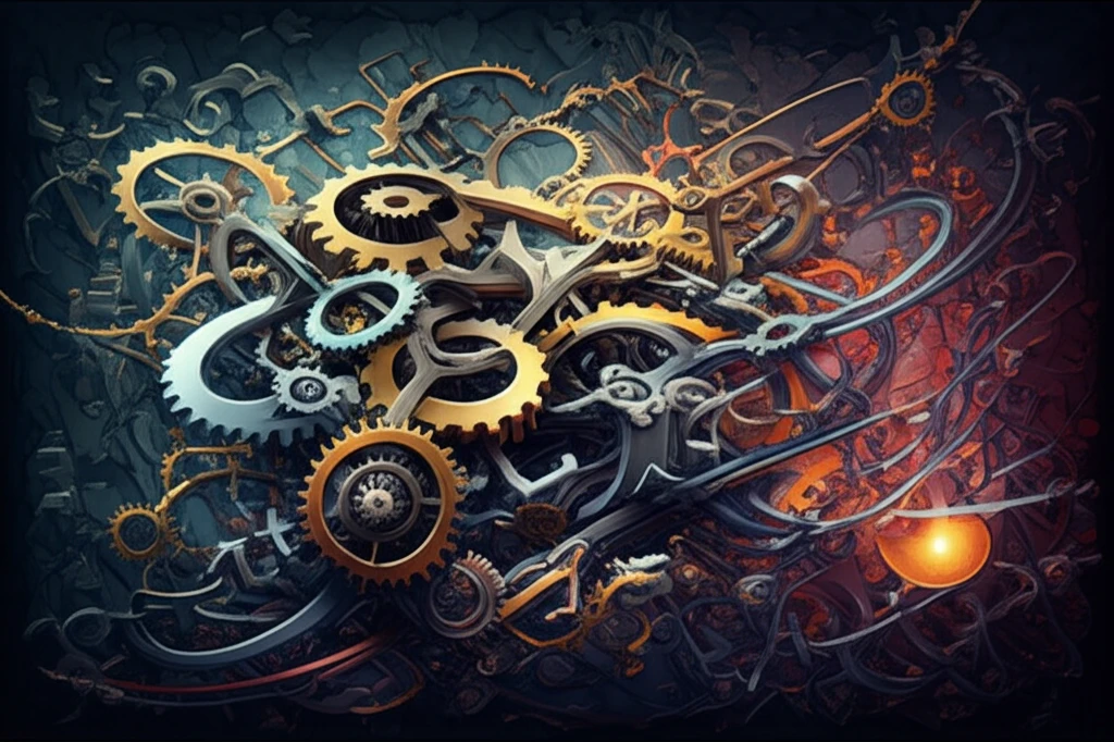 Interconnected gears, some misaligned, symbolizing labor market inefficiencies.