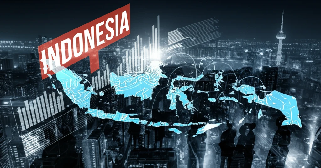 Indonesia investment landscape with glowing circuits and economic growth charts