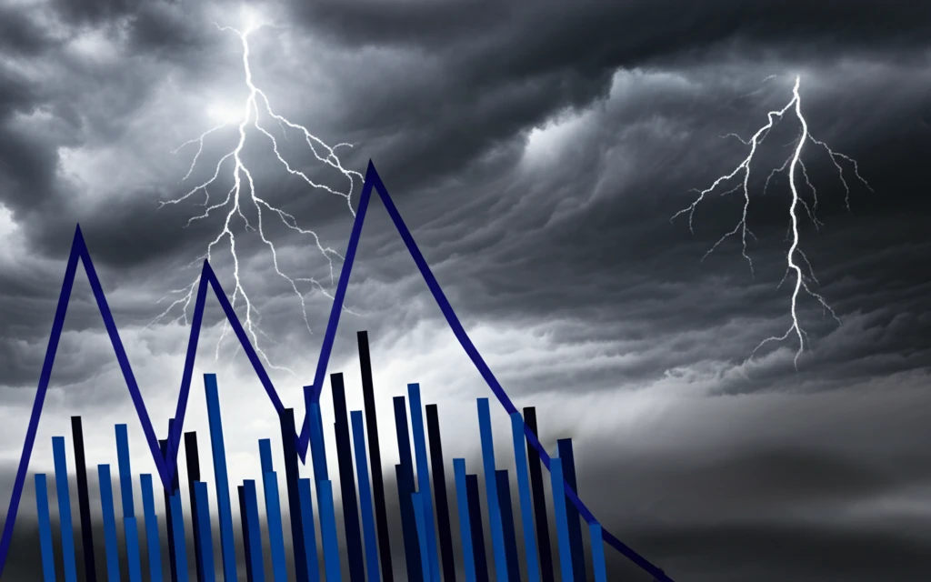 Economic graph showing unemployment and job vacancies converging towards a stormy horizon.