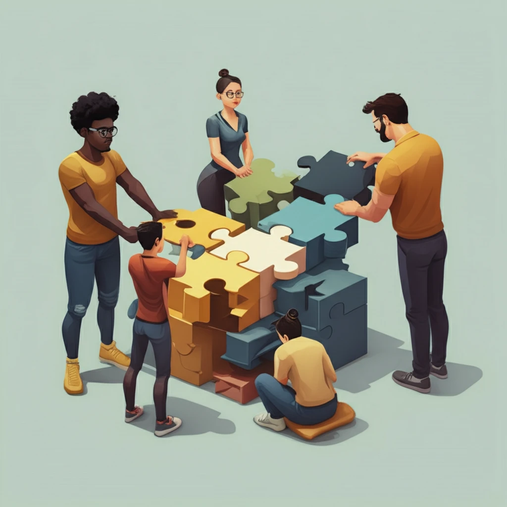 Collaborative puzzle-building symbolizing strategic cooperation.
