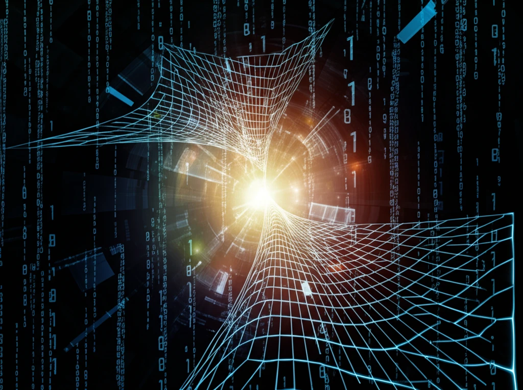 Abstract visualization of sparse grid transforming complex data into a clear solution.