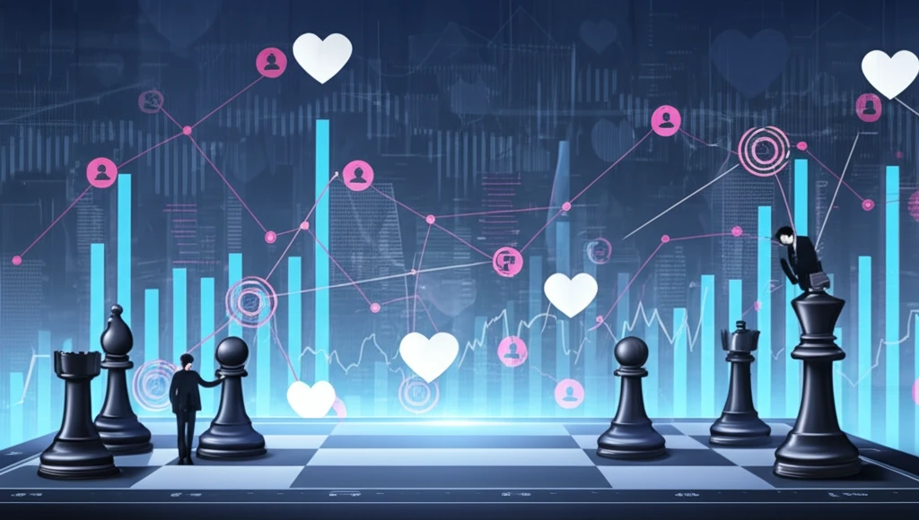 Abstract illustration of dating as a strategic game using economic models.