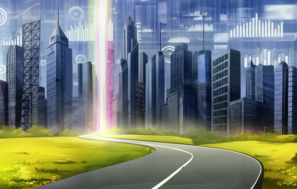 A winding road symbolizing choices and data visualizations representing treatment effects.