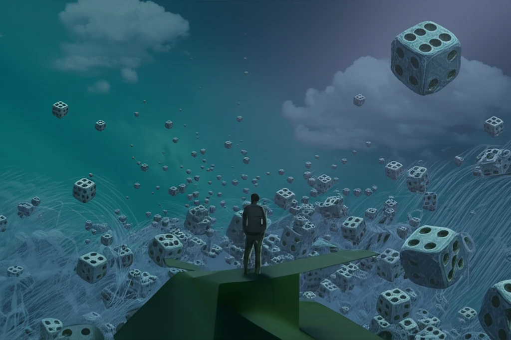 Surreal illustration of a crossroads symbolizing investment decisions and risk.