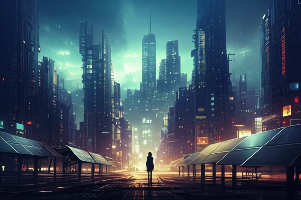 Futuristic cityscape powered by solar energy, representing NEM X's optimized energy distribution.