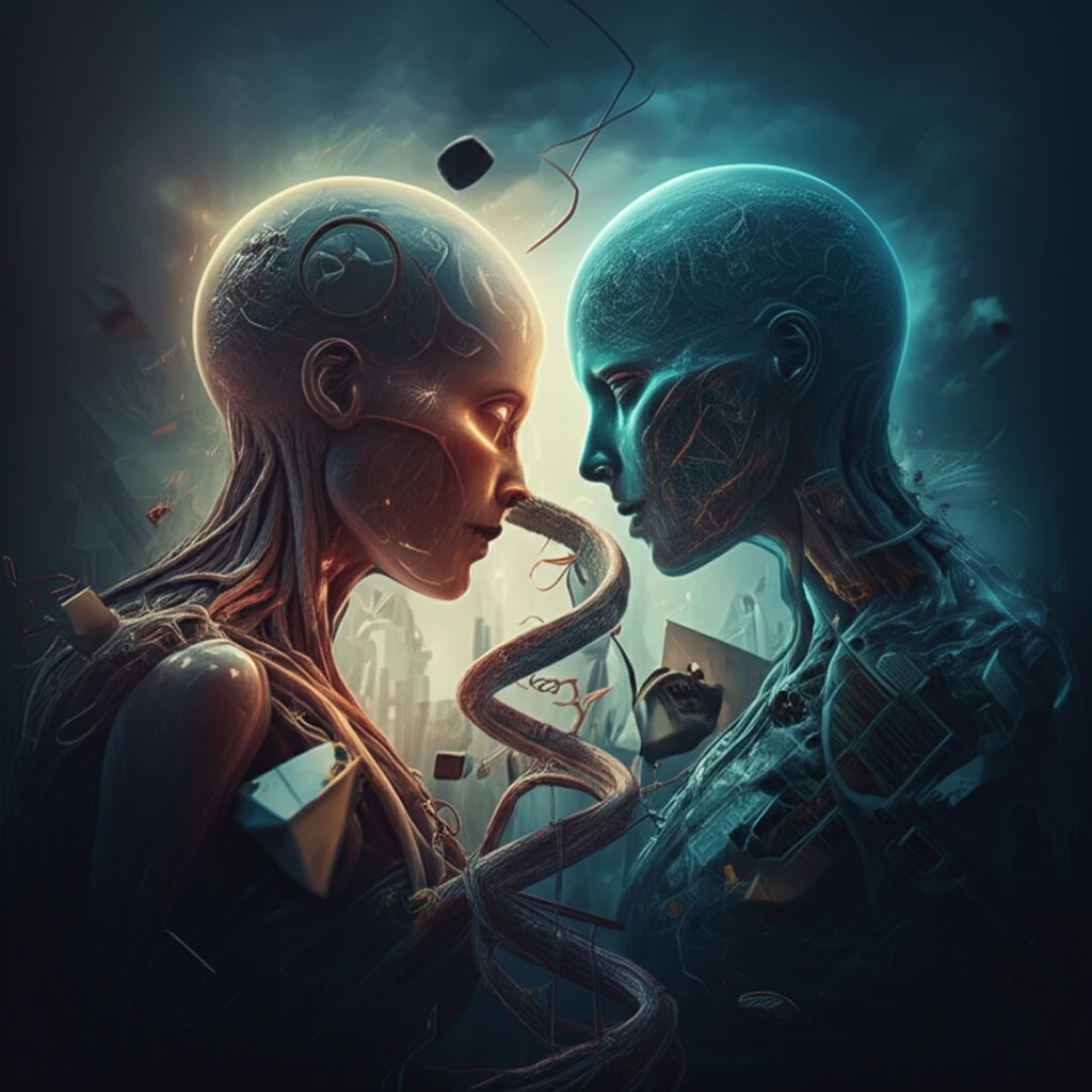 Abstract illustration of committed couple with intertwined economic elements