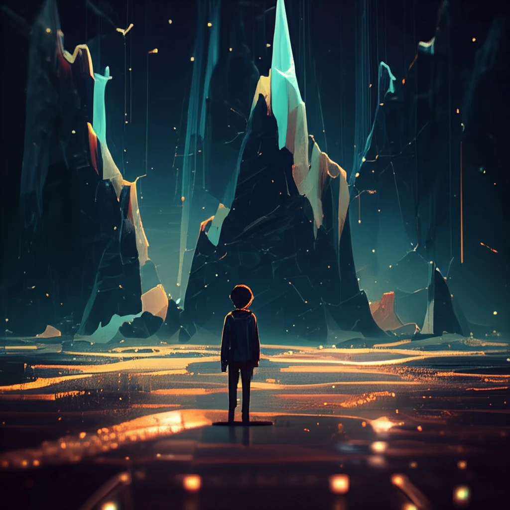 Data transforming into a landscape.