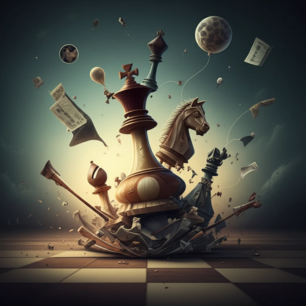 Chess pieces transforming, representing game theory in real life.