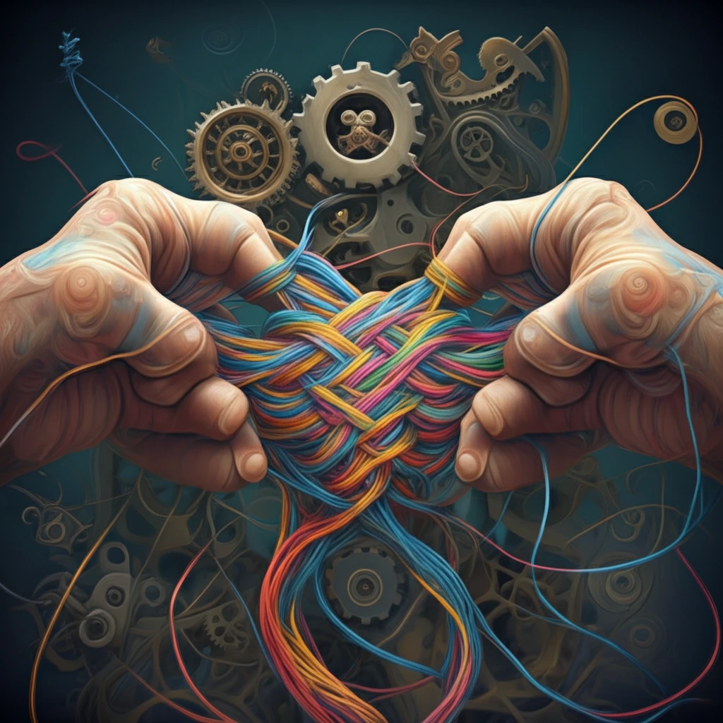 Hands weaving threads, symbolizing preference matching.