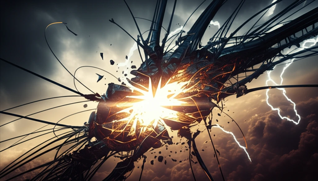 Interconnected global trade routes breaking apart, signaling economic instability.