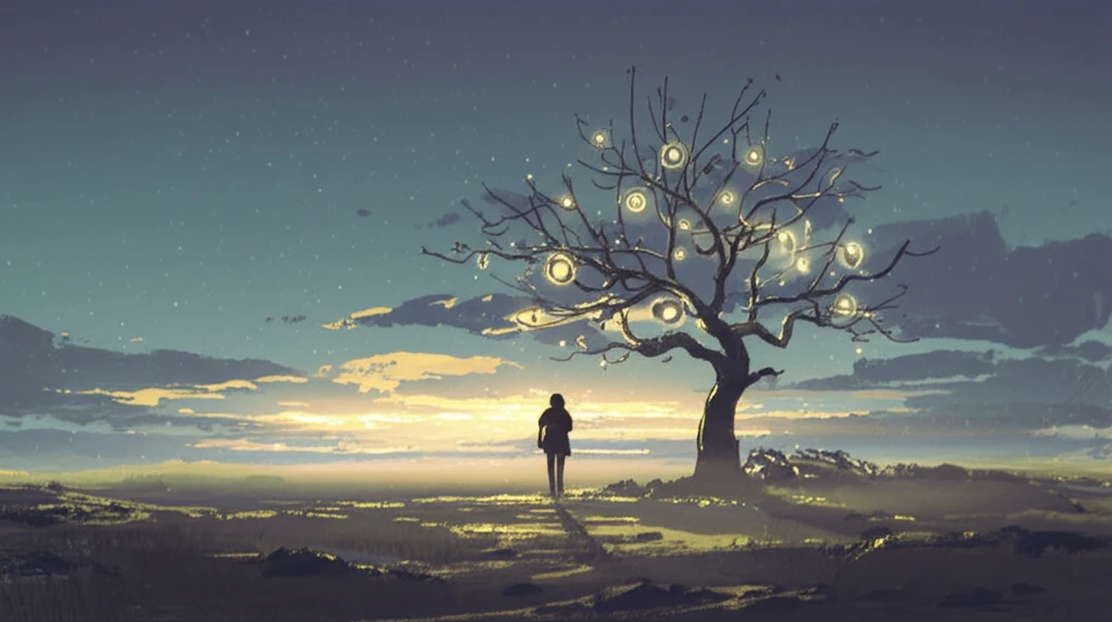 Figure standing in a field contemplating actions on climate