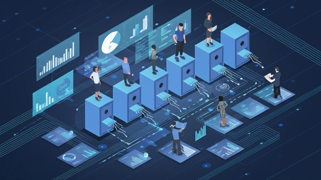 Diverse group of people are sorted into pigeonholes representing different user characteristics, symbolizing the process of balancing covariates in A/B testing for online experiments.